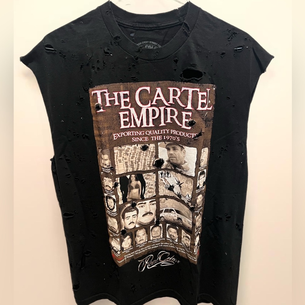 Real Colors "The Cartel Empire" Distressed T-Shirt - Size XL